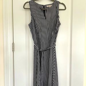 Ann Taylor LOFT black and white sundress with belt